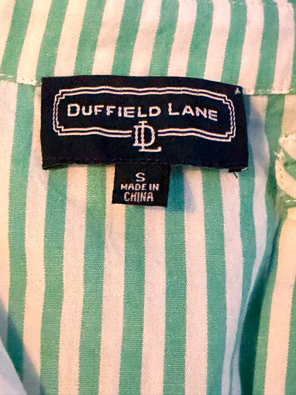 Duffield Lane Green and White Striped Shirt Dress - Picture 3 of 6